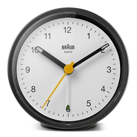 Braun BC12BW Analog väckarklocka med ljus och snooze, svart/vit